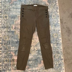 Loft Marisa skinny chino pants in a military green. Mid Rise.